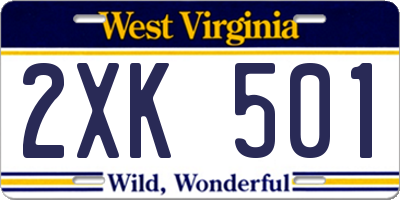 WV license plate 2XK501
