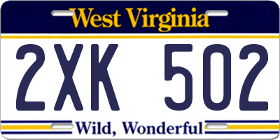 WV license plate 2XK502