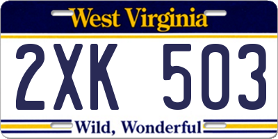 WV license plate 2XK503