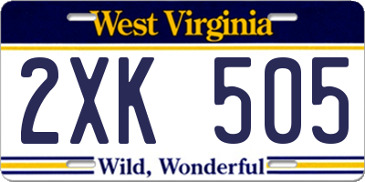 WV license plate 2XK505