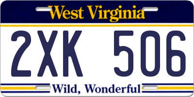 WV license plate 2XK506