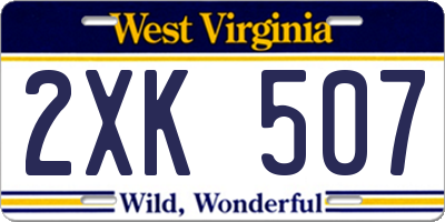 WV license plate 2XK507