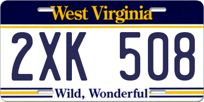 WV license plate 2XK508