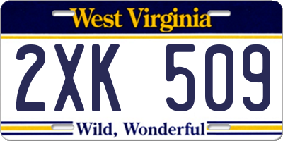WV license plate 2XK509