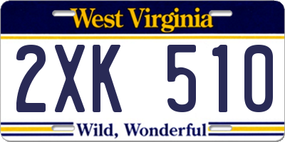 WV license plate 2XK510