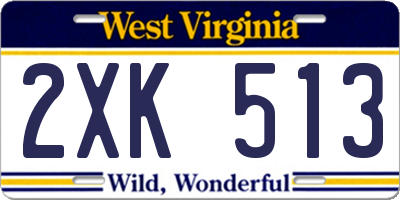 WV license plate 2XK513