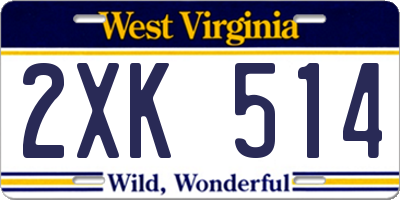 WV license plate 2XK514