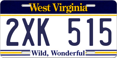 WV license plate 2XK515