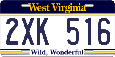 WV license plate 2XK516