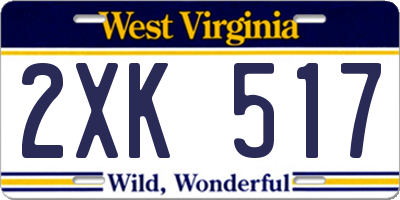 WV license plate 2XK517