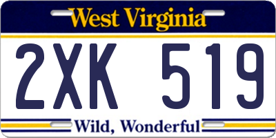 WV license plate 2XK519