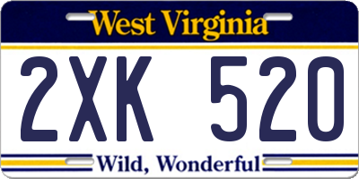 WV license plate 2XK520