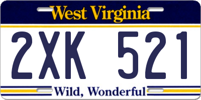 WV license plate 2XK521