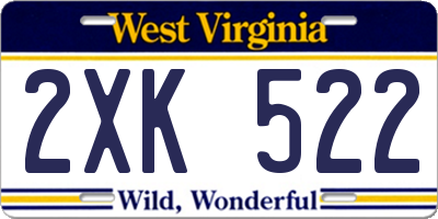 WV license plate 2XK522
