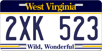 WV license plate 2XK523