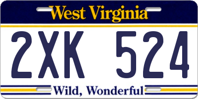 WV license plate 2XK524