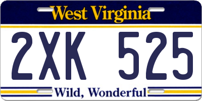 WV license plate 2XK525