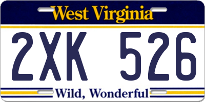 WV license plate 2XK526
