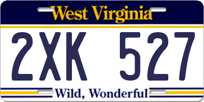 WV license plate 2XK527
