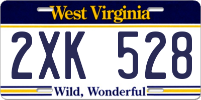 WV license plate 2XK528