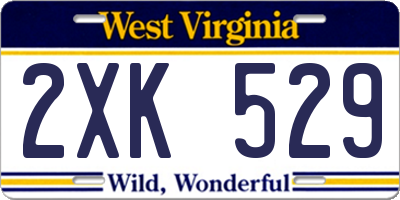 WV license plate 2XK529