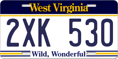 WV license plate 2XK530
