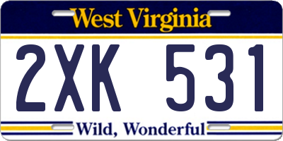 WV license plate 2XK531