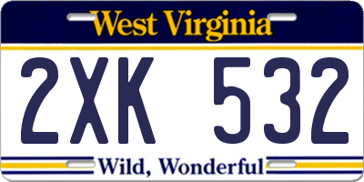 WV license plate 2XK532