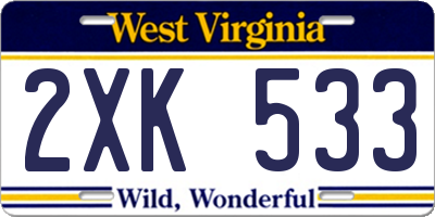 WV license plate 2XK533