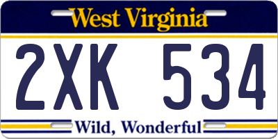 WV license plate 2XK534