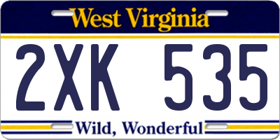 WV license plate 2XK535