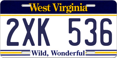 WV license plate 2XK536