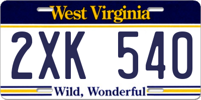WV license plate 2XK540