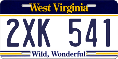 WV license plate 2XK541