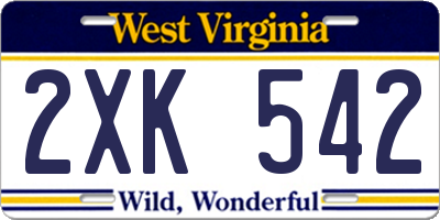 WV license plate 2XK542