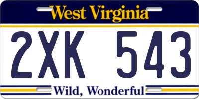 WV license plate 2XK543