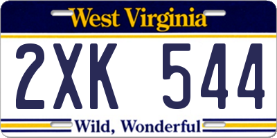 WV license plate 2XK544