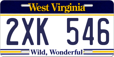 WV license plate 2XK546
