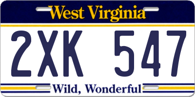 WV license plate 2XK547