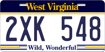 WV license plate 2XK548