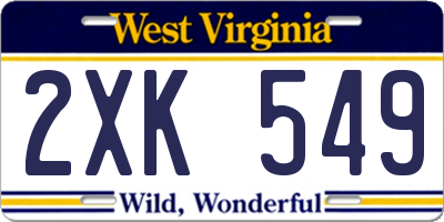 WV license plate 2XK549