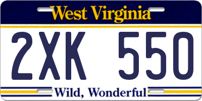 WV license plate 2XK550