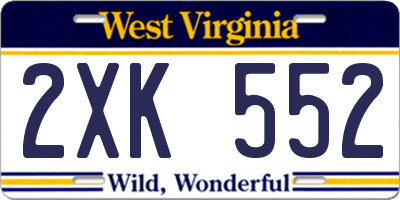 WV license plate 2XK552