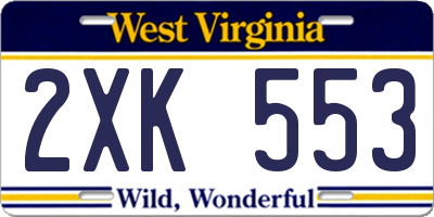 WV license plate 2XK553