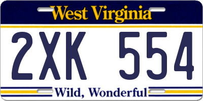 WV license plate 2XK554