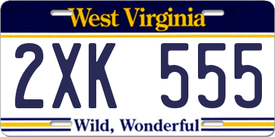 WV license plate 2XK555