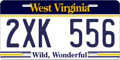 WV license plate 2XK556