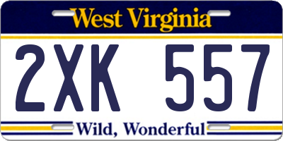 WV license plate 2XK557