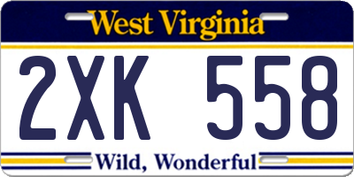 WV license plate 2XK558