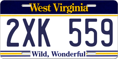 WV license plate 2XK559